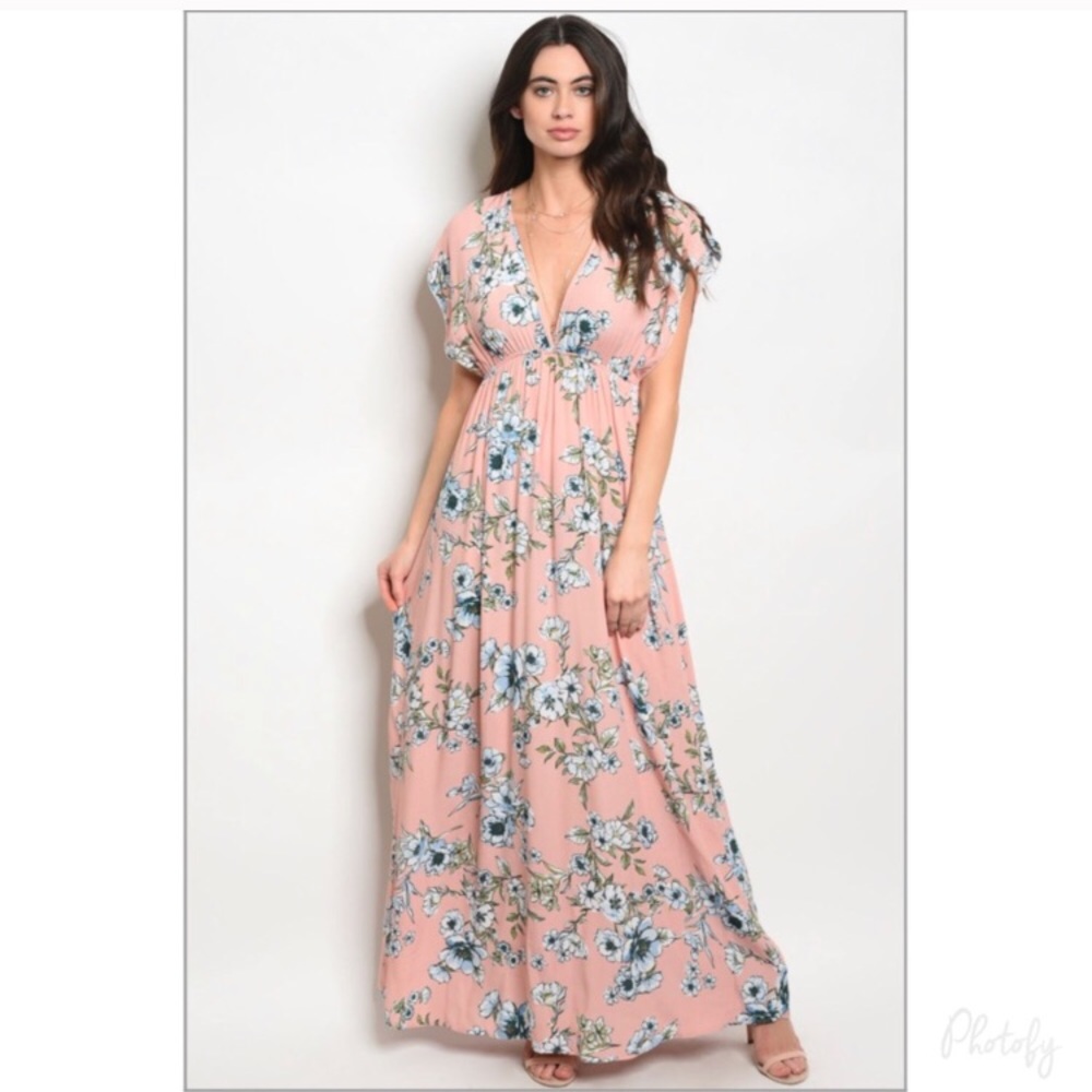 ON HOLDFloral Blush Spring Maxi Dress NEW (reposh)